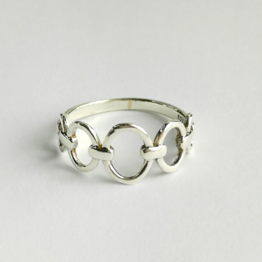 Sterling Silver Chain Link Design Ring Size 7